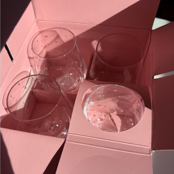 NIB kate spade Lenox Collab Larabee Dot Crystal Stemless 12oz Wine Glass (Set 4) - Picture 5 of 7
